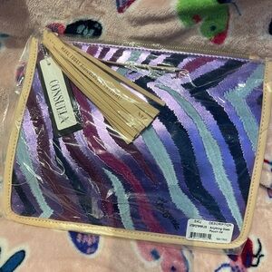 Consuela Purple and Cream Pouch